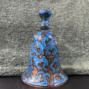 Stunning Antique Chinese Enameled Bell Blue and Copper color